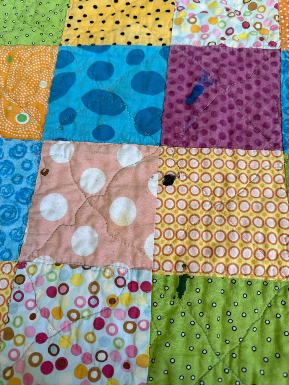 35x37 Vintage Y2K Handmade Patchwork Quilt Colorful Boho Cottagecore Retro